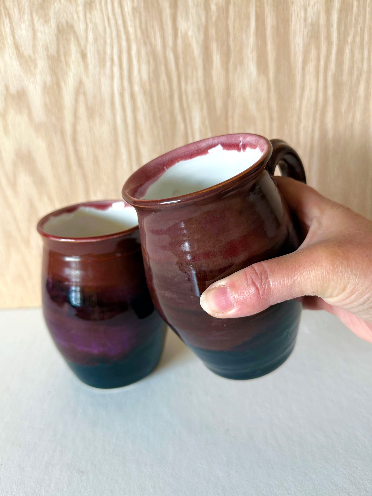 Set of Oversized Maroon Haze Mugs