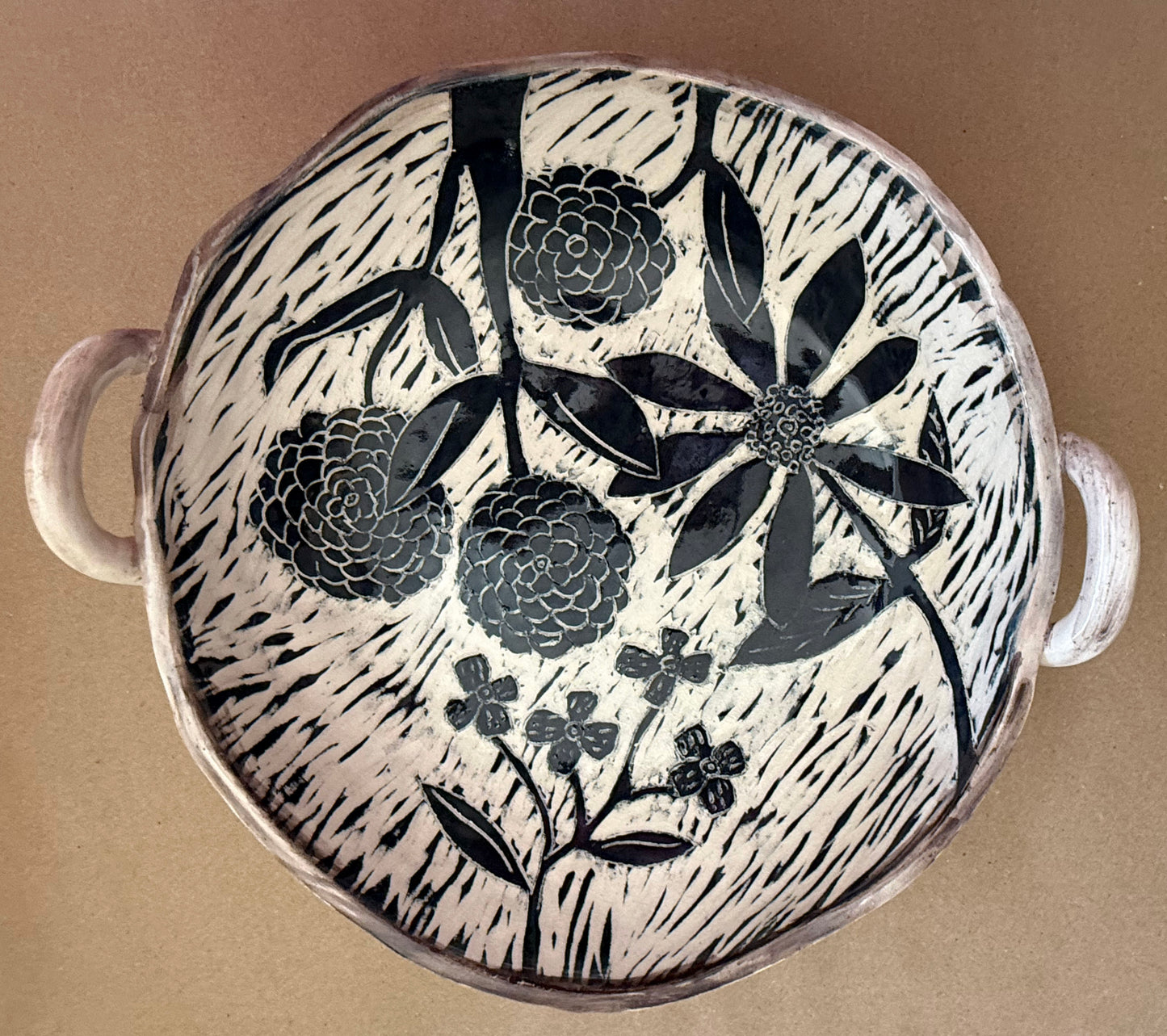 Bouquet Bowl Sgraffito Platter