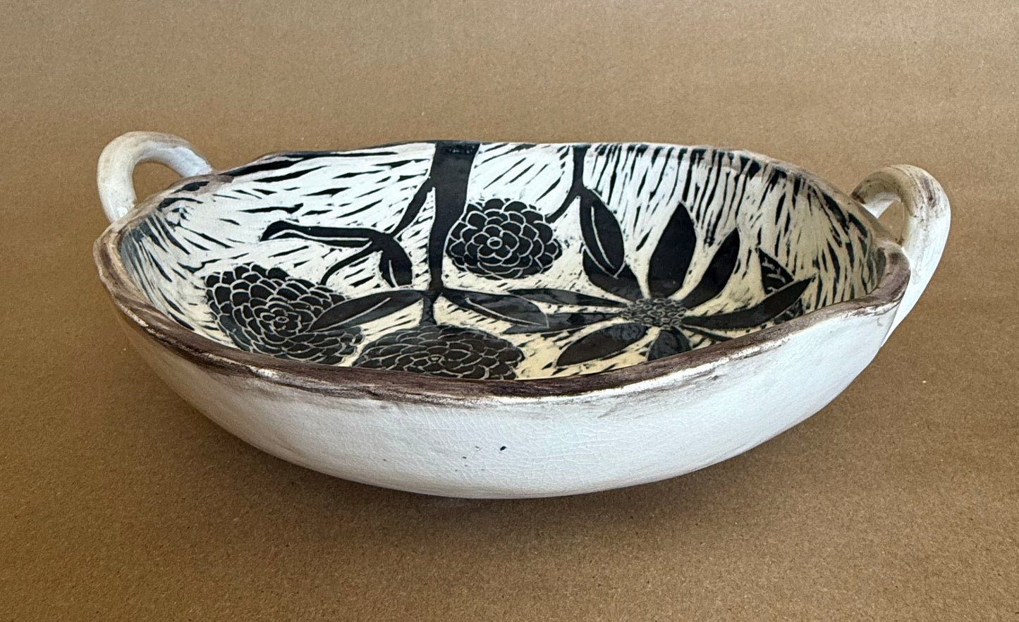 Bouquet Bowl Sgraffito Platter
