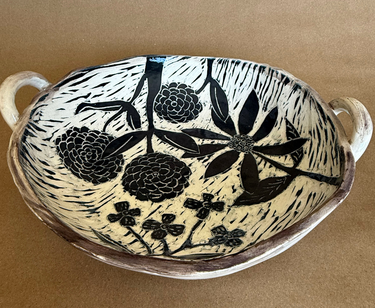 Bouquet Bowl Sgraffito Platter