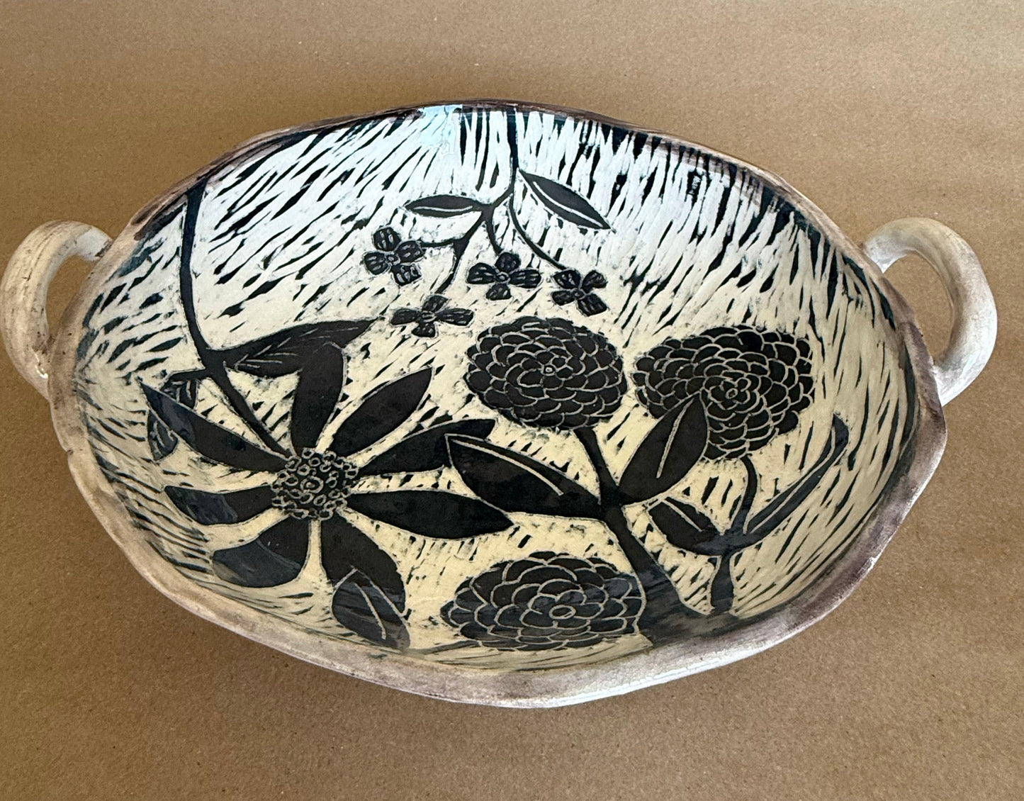 Bouquet Bowl Sgraffito Platter